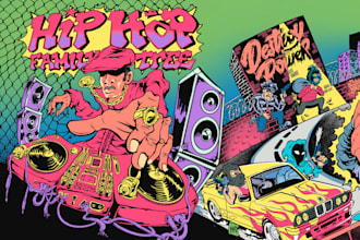 create hardcore y2k hip hop art style for apparel