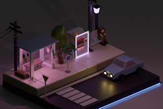 make stylized 3d game assets or dioramas in blender