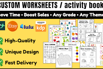 design custom worksheets, activity book for teachers and digital sellers