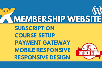 create wordpress membership website subscription website lms booking website