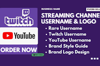find rare streaming brand name twitch youtube channel username with brand logo