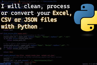 clean, process or convert your excel, CSV or json files with python