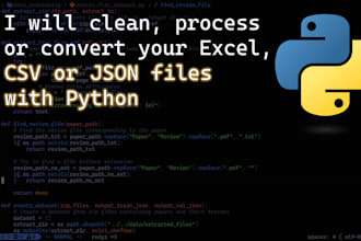 clean, process or convert your excel, CSV or json files with python