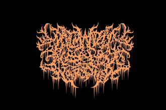 draw death metal logo with texture and chrome effect