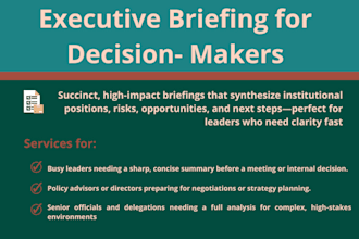 do clear, concise briefing with risks, insights, and next steps for leaders