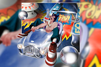 create retro art cover album illustration vintage air brush