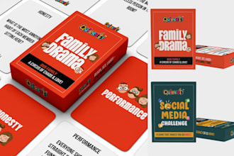 illustrate card game design card box mockup, design rule book or guide book