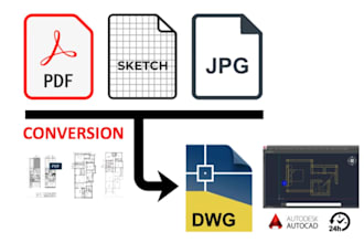 draft autocad 2d drawings from your pdf, sketch or image