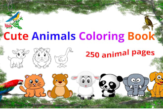 deliver a 250 page printable animal coloring book and pages for kids
