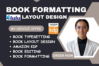 do book formatting, book typesetting, layout design and paperback fromatting,kdp