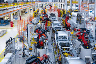 design 3d design of factory assembly lines or workflows
