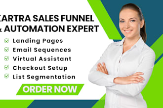 build kartra sales funnel, landing page, virtual assistant and email campaigns