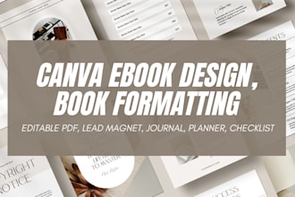 design canva ebook, editable pdf, lead magnet, journal, planner, checklist