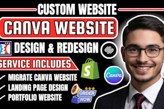design canva website, canva landing page, funnelish sales page, shopify