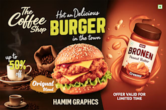 design stunning food poster, social media post,menu card