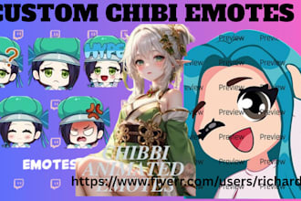 draw cute chibi emotes twitch in style, kawaii stickers emoji, pngtuber vtuber