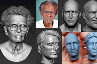 sculpt 2d image to 3d realistic 3d head 3d bust model face likeness 3d printing
