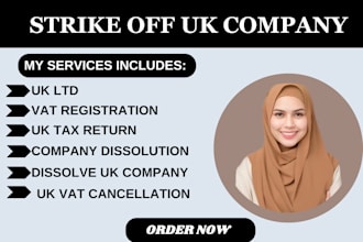 strike off, dissolve, or close UK ltd company and handle vat deregistration