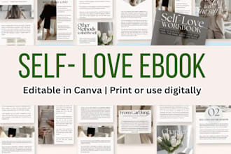design canva ebook, self help yoga ebook, etsy ebook shop, habit tracker ebook