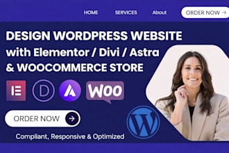 design wordpress website with elementor divi powered astra woocommerce store