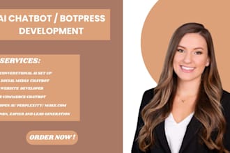 develop website with custom ai chatbot development, full stack website developer