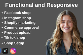 set up tiktok shop, facebook shop, instagram shop, shopify dropshipping shop