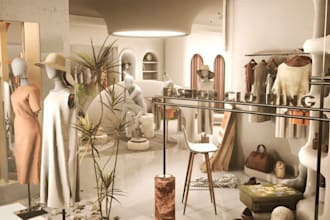 renew 3d interior,exterior clothing,jewelry store,salon,coffee,lobby,render,cgi