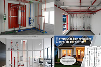 design fire sprinkler system per nfpa13, 13d, 13r, cbc codes