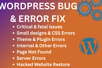 wordpress bug fix, fix elementor error, fix wordpress errors, issues, theme fix
