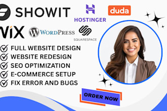 design, redesign or repair showit website, wordpress landing page, wix