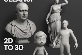 3d cleanup fix 3d scan stl files convert 2d to 3dcreate 3d character model