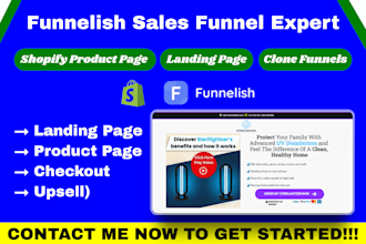 design shopify landing page sales funnel with funnelish