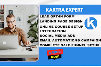 setup kartra gohighlevel clickfunnel landing page sales funnel website expert