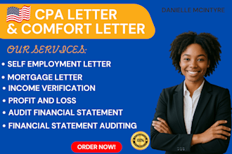 write and deliver a CPA letter for income verification, loans, landlords, credit