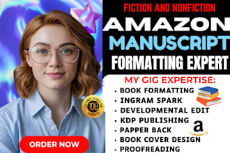 do book formatting, paperback and book design for amazon kindle ingramspark lulu