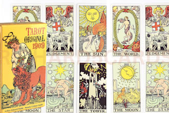 draw custom tarot, oracle, zodiac, tcg, dark art cards with box design