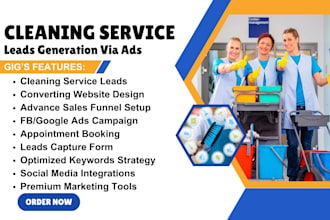generate quality cleaning service leads via facebook, google ad and sales funnel