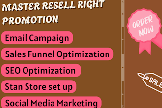 promote master resell right digital course, stan store email marketing