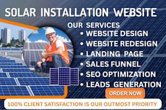 design solar installation website, solar landing page, construction website