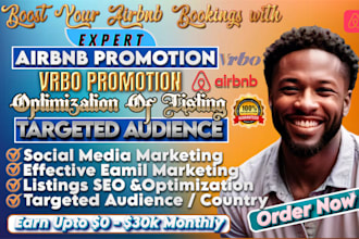 boost airbnb booking, airbnb promotion and marketing, airbnb listing SEO, vrbo