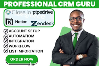 setup close io zendesk sell freshsales notion automation pipedrive salesforce va