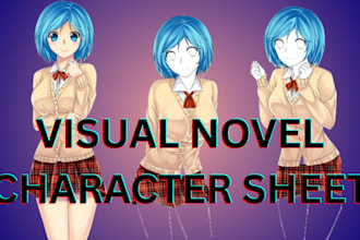 draw anime visual novel character sprite, comic manga art, youtube avatar, rpg