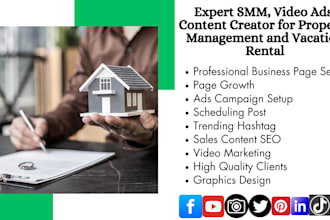 property management vacation rental social media marketing manager content