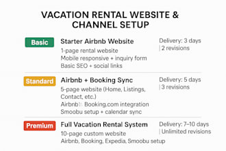 create a professional hotel, airbnb, or vacation rental booking website