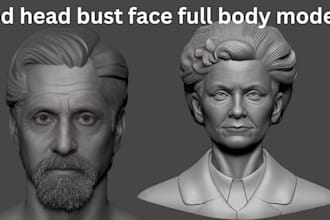 sculpt 3d head face bust full body model from photo or concept to 3d printing