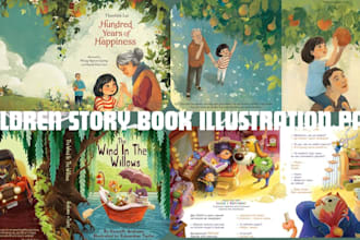 design children storybook mascot logo coloring book marketing banner ebook cover