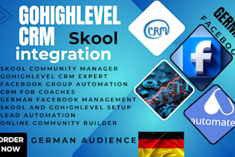 manage your skool community using gohighlevel CRM with your german facebook acct