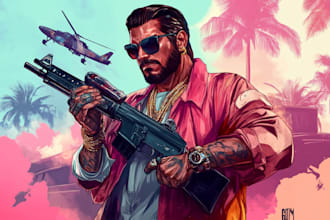 create gta v roleplay character in vector portrait