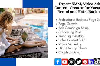 vacation rental hotel booking social media marketing manager and content creator