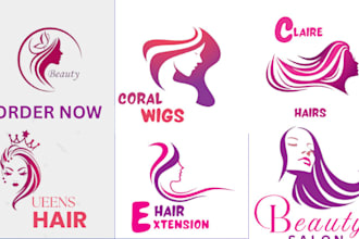 design luxury hair extension, beauty salon and wigs logo